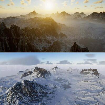 Unity地形编辑器 山脉沙丘火山口火山道路河流 3d hdrp urp 1542