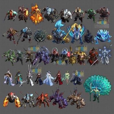 传奇怪物素材 8方向 西游妖魔 高清怪物 PNG格式 游戏怪物 38组