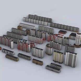 小区住宅楼 楼房 高层住房 售楼犀牛模型rhino模型C4D/3dmax建模