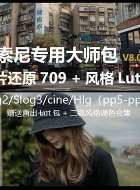 Sony索尼灰片还原709转换LUT预设剪映PR达芬奇HLG/调色素材