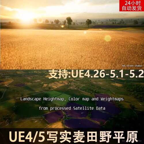 UE4UE5真实数据写实平原田野麦田大地形England Fields - Real