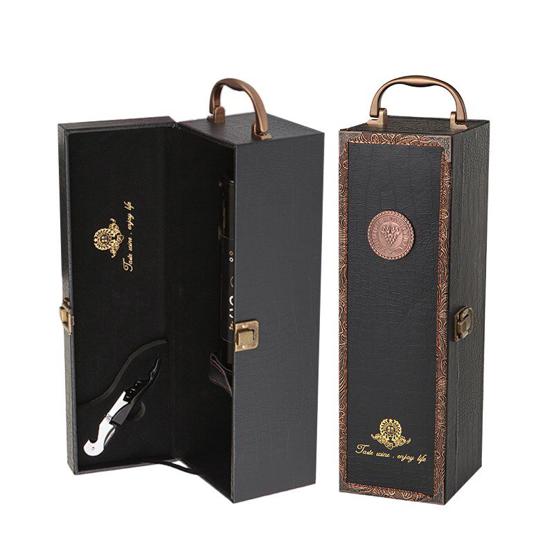 red wine box single pack, red winee leather box wine gift bo