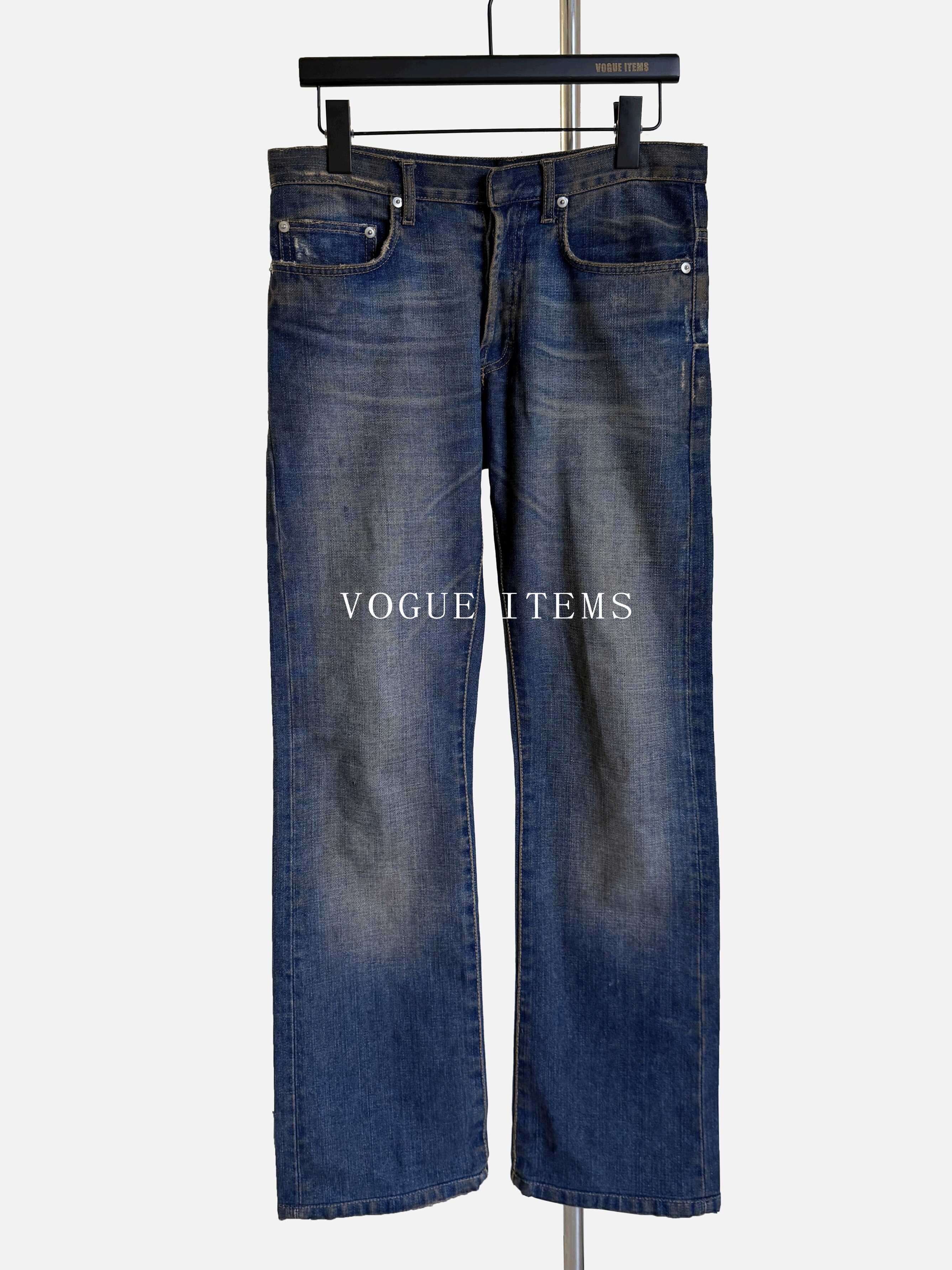 thumbnail for VG HOMME AW2005 Rust Micro-flared Washed Jeans, Blue Cow Hedi Style Fakemink, same style