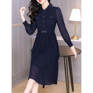 MONLOUVE雪纺小个子连衣裙子女士装春秋冬季2025年新款长袖收腰气