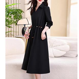 MONLOUVE高级感收腰连衣裙子女士装春秋冬季2025年新款大码气质长