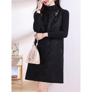 MONLOUVE新中式连衣裙子女士春秋冬季2025年新款气质妈妈高级感无