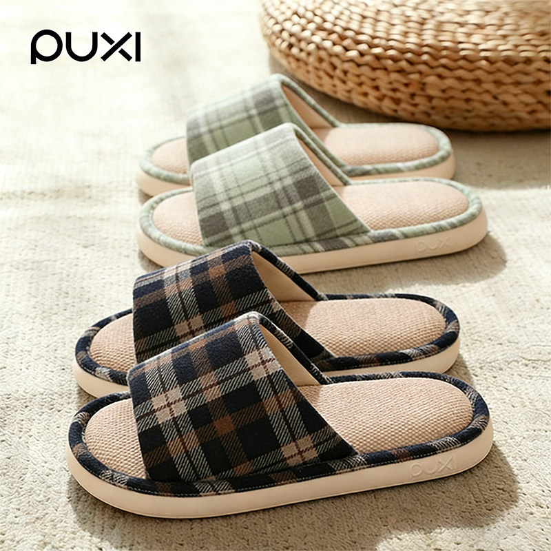 朴西高级感亚麻拖鞋男款夏季家居室内透气防臭四季棉麻拖鞋女软底