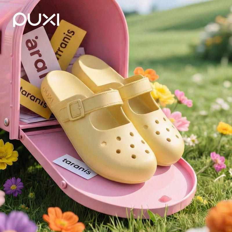 朴西软底包头半拖鞋女外穿2026新款春夏季凉拖鞋平底玛丽珍洞洞鞋