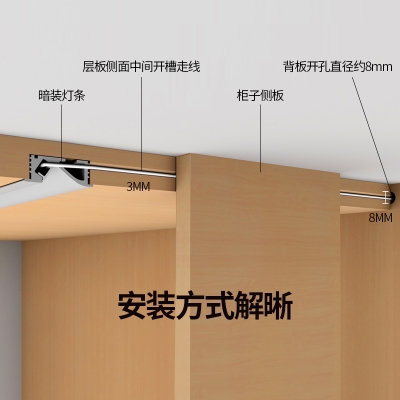 鞋柜感应灯带有线嵌入式层板灯感应橱柜led柜底灯鞋柜灯带暗槽.