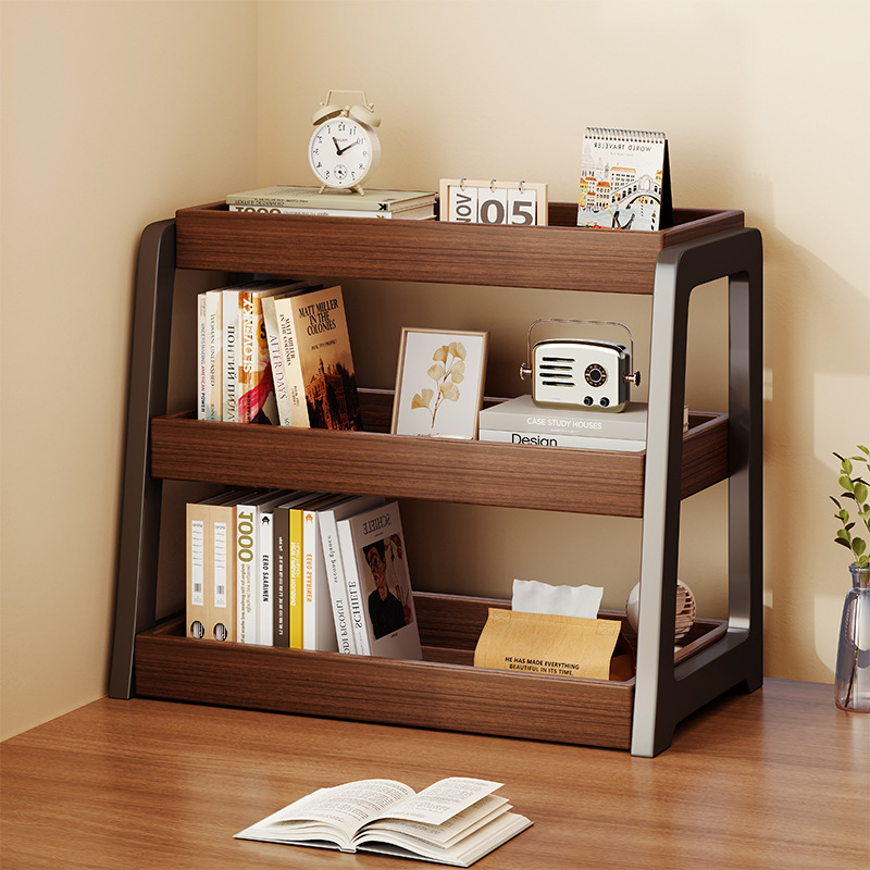 复古桌面置物架梯形小型桌上书架多层写字台书桌收纳架电脑桌台面
