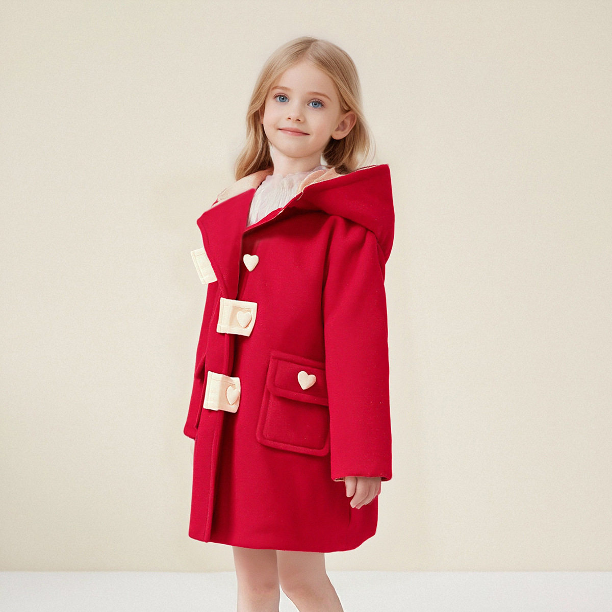 女童毛呢大衣中大童夹棉连帽外套撞色儿童上衣加厚拜年冬新款,运动服/休闲服装,运动套装,淘宝优惠券,粉丝福利购,淘宝优惠卷