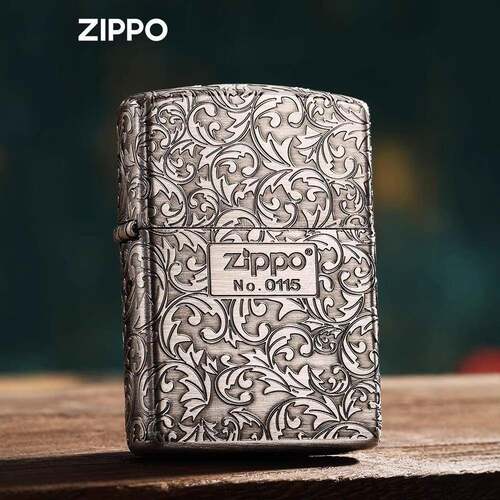 Zippo打火机正品芝宝古银唐草中标男士商务国潮送男朋友礼物zppo