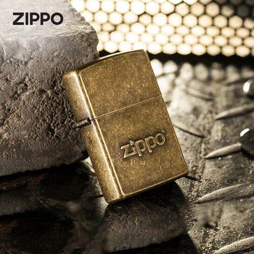 Zippo正品之仿古铜冲压商标经典煤油国潮送朋友礼物zip
