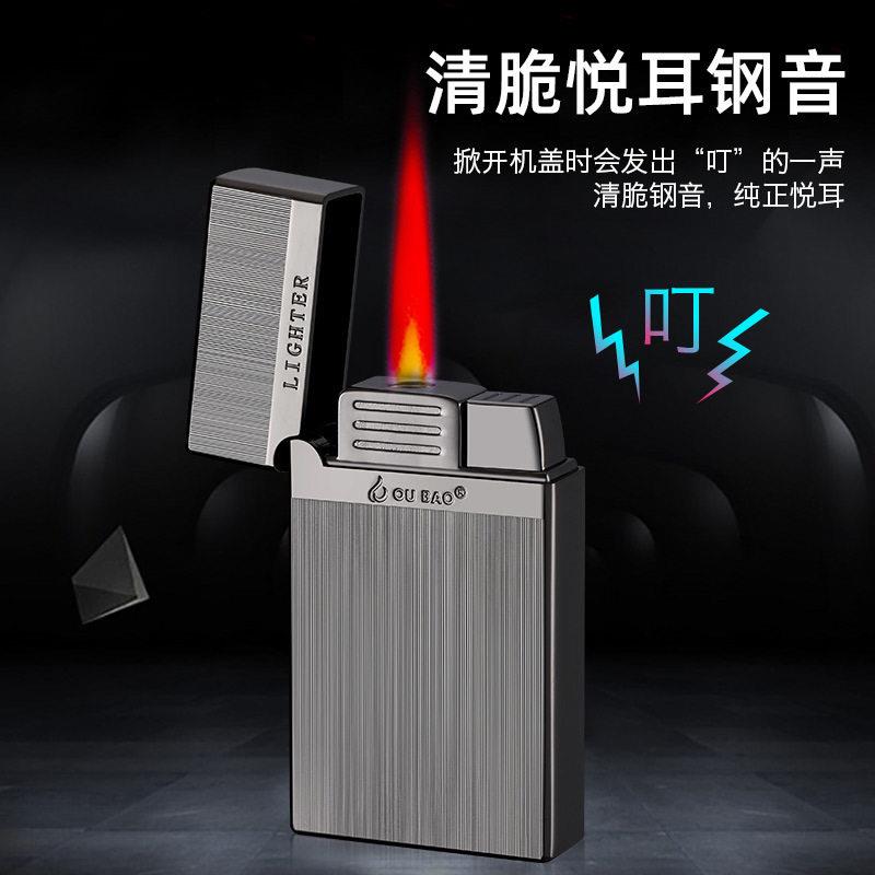 ZORRO/佐罗朗声充气直冲打火机双火防风红焰明火电子点烟金属超薄