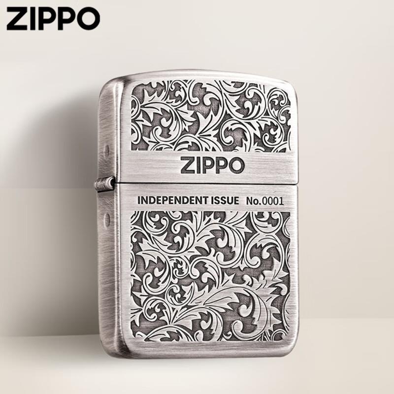 Zippo打火机芝宝正品1941复刻古银双面唐草煤油防风送礼佳品收藏