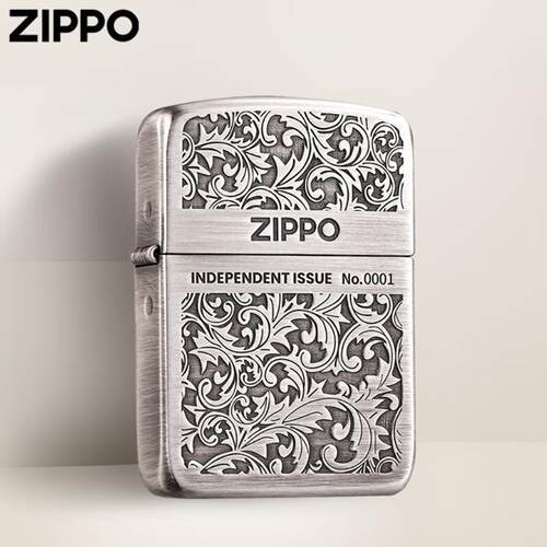 Zippo打火机芝宝正品1941复刻古银双面唐草煤油防风送礼佳品收藏