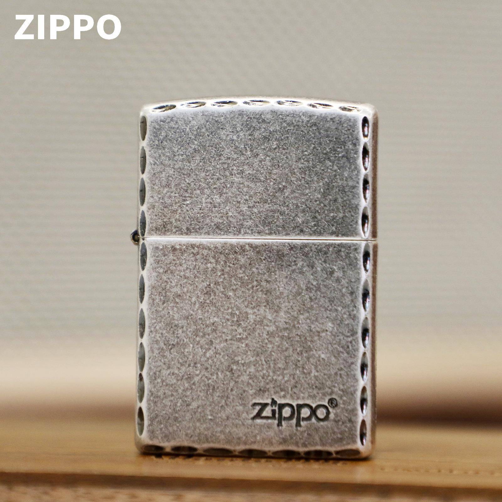 Zippo芝宝正品打火机古银咬边经典标志个性礼物煤油砂轮机
