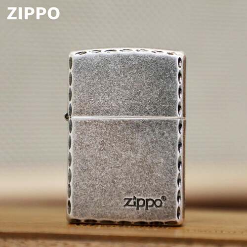 Zippo芝宝正品打火机古银咬边经典标志个性礼物煤油砂轮机