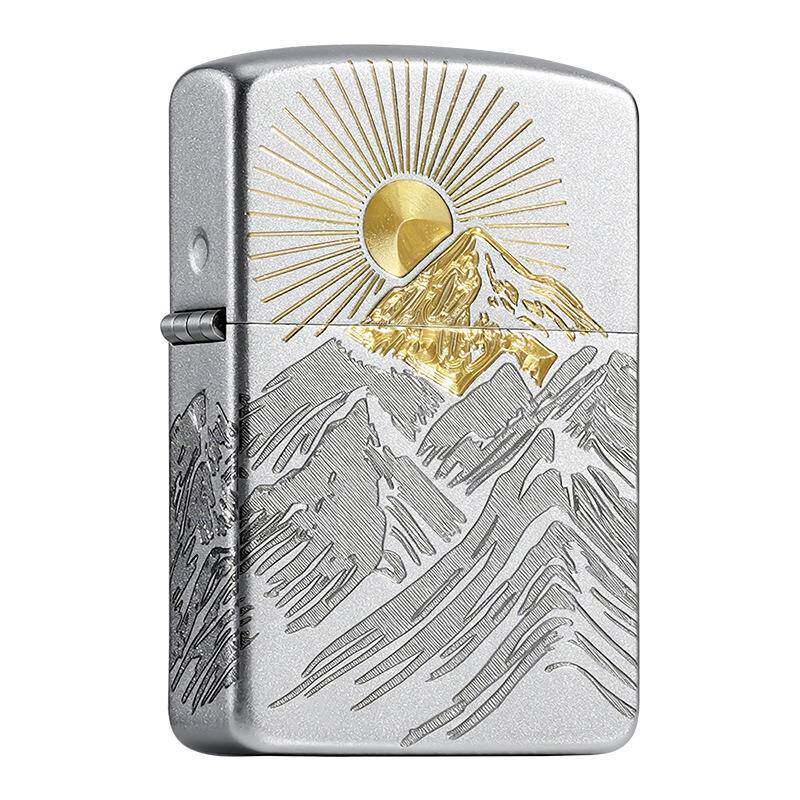ZORRO佐罗砂铬刀刻日照金山防风煤油打火机送长辈送父亲打火机