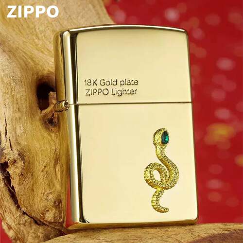 Zippo芝宝正品打火机18K蛇金蛇招财个性礼物煤油砂轮送礼