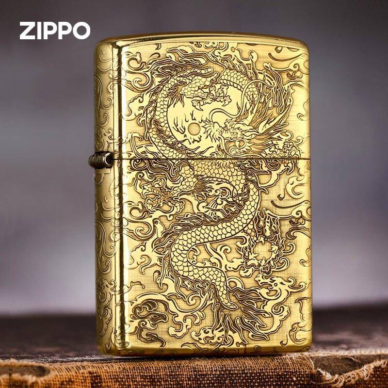 打火机zippo正品官方男士祥云腾龙燃油防风圣诞节送男朋友zipoo