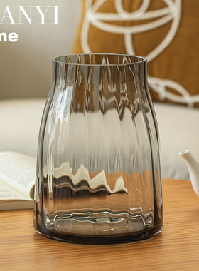 摆件花瓶客厅插花玻璃透明水养高级感水培装饰餐桌家居简约北欧大