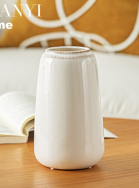 中式复古白色陶瓷花瓶摆件客厅插花装饰创意轻奢小众桌面鲜花水培