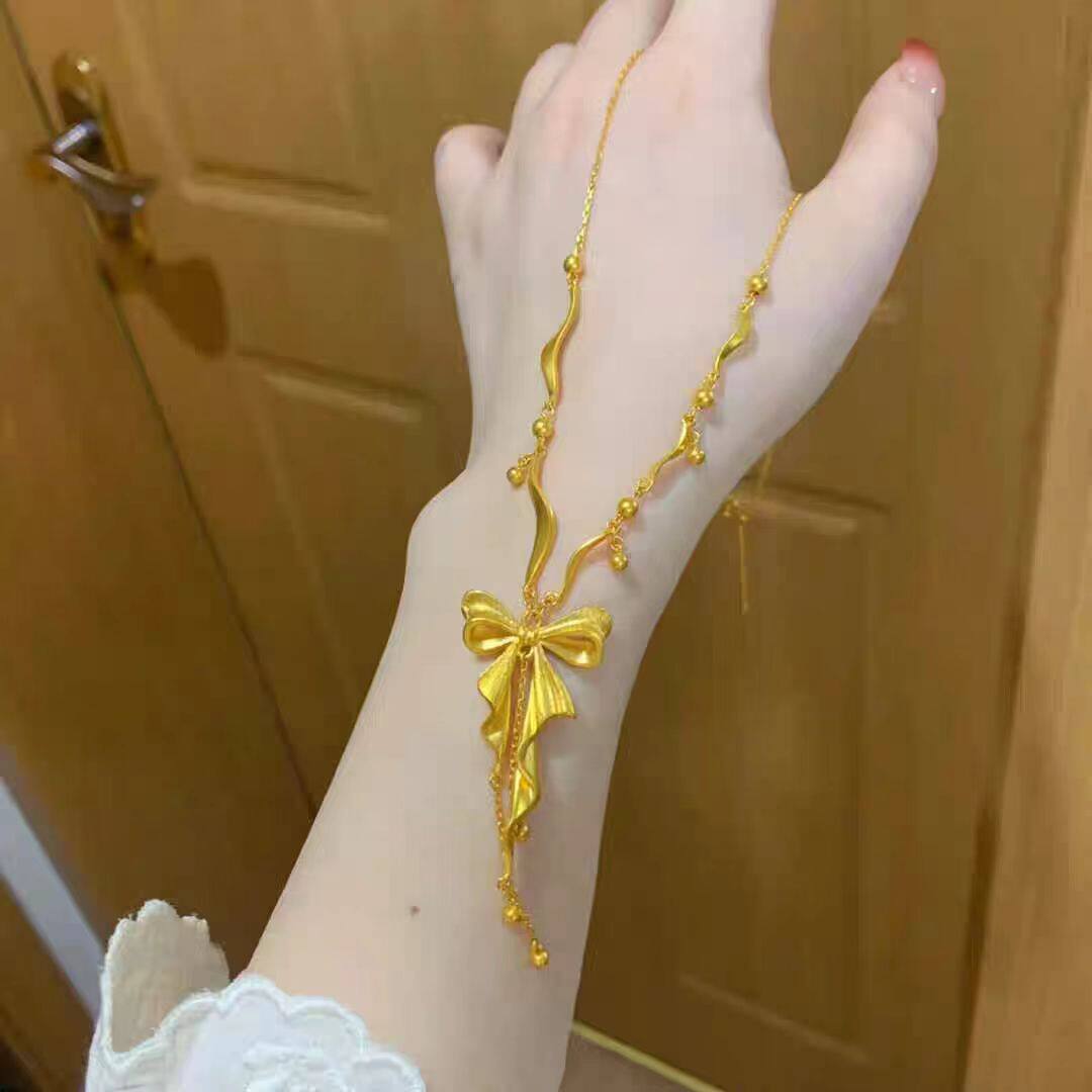 金店同款沙金在逃公主绸带流苏蝴蝶结项链女2025新款锁骨链送礼物