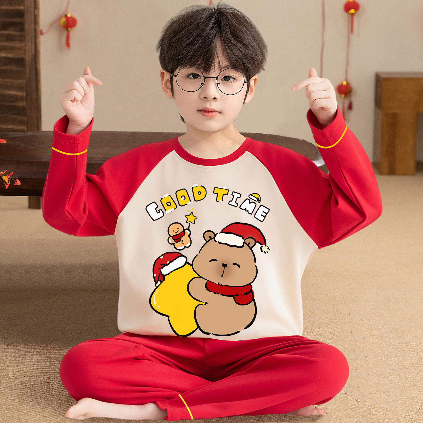 儿童睡衣春秋纯棉套装