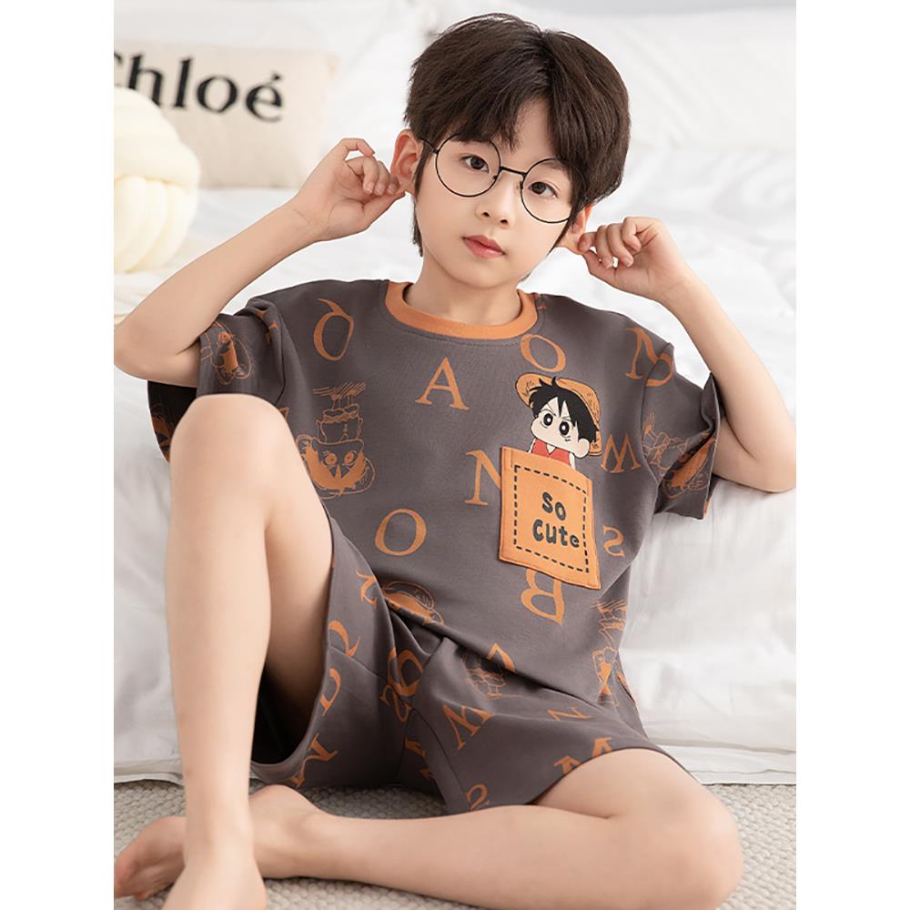 儿童家居服男短袖睡衣纯棉