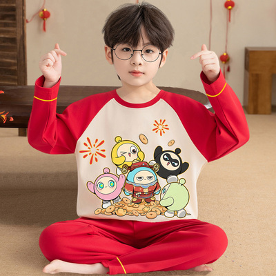 儿童睡衣春秋纯棉本命年家居服