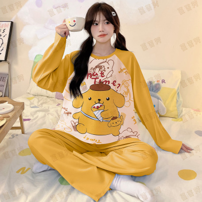 女款睡衣秋长袖纯棉布丁狗家居服