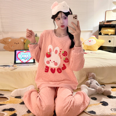 女款睡衣秋冬季空气棉兔子家居服