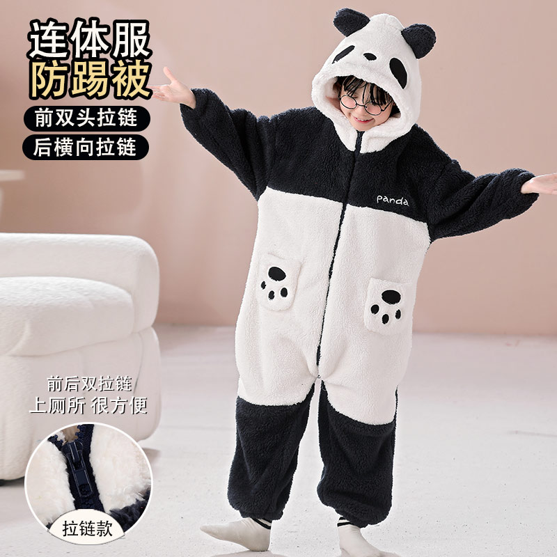 儿童连体睡衣女童秋冬加厚珊瑚绒