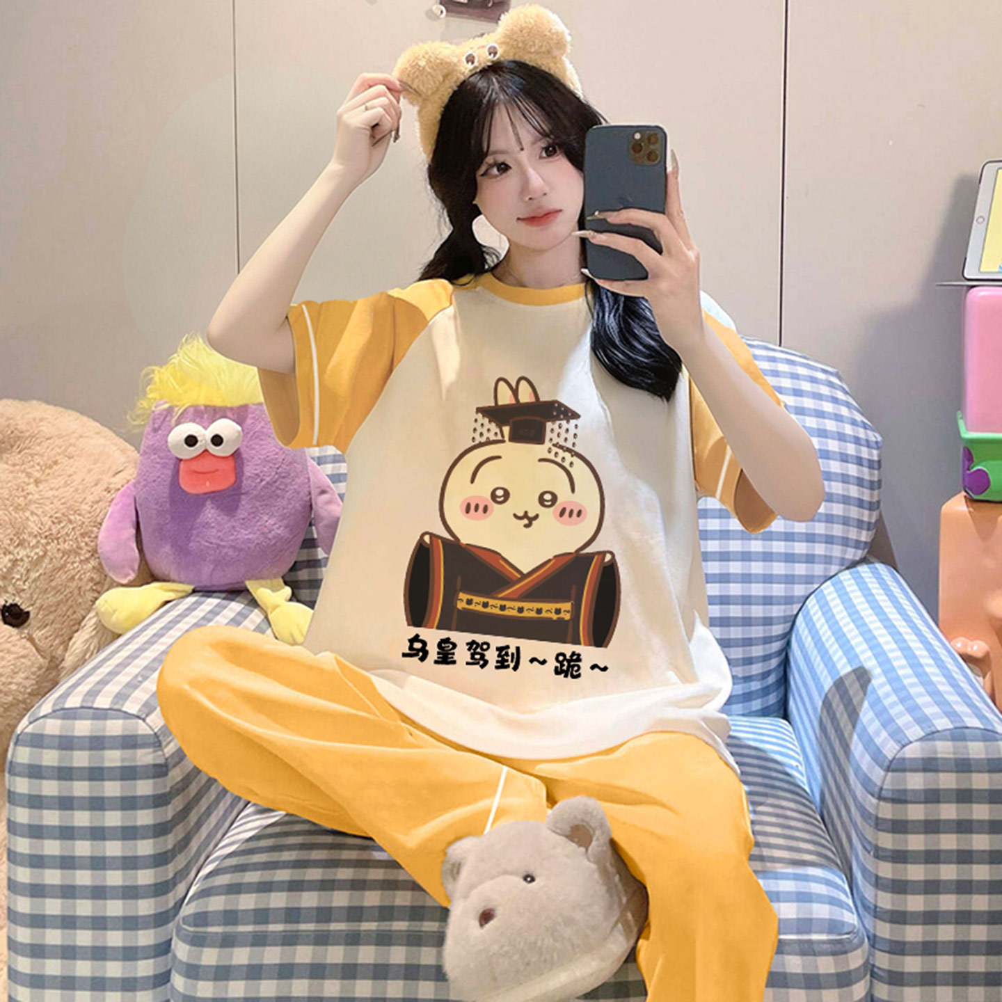 纯棉女款短袖乌萨奇春秋款家居服