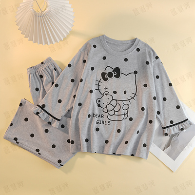 hellokitty纯棉女童秋长袖家居服