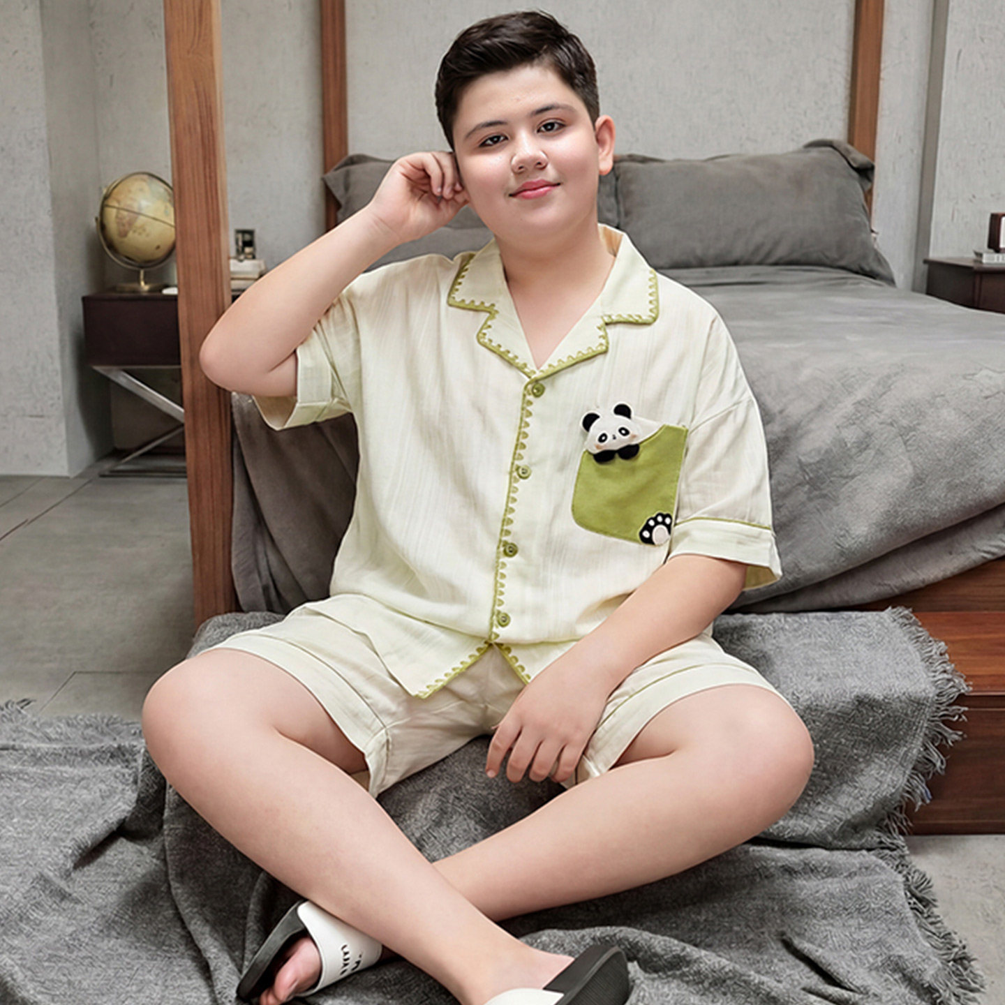 胖童装男童夏装大童纯棉短袖睡衣