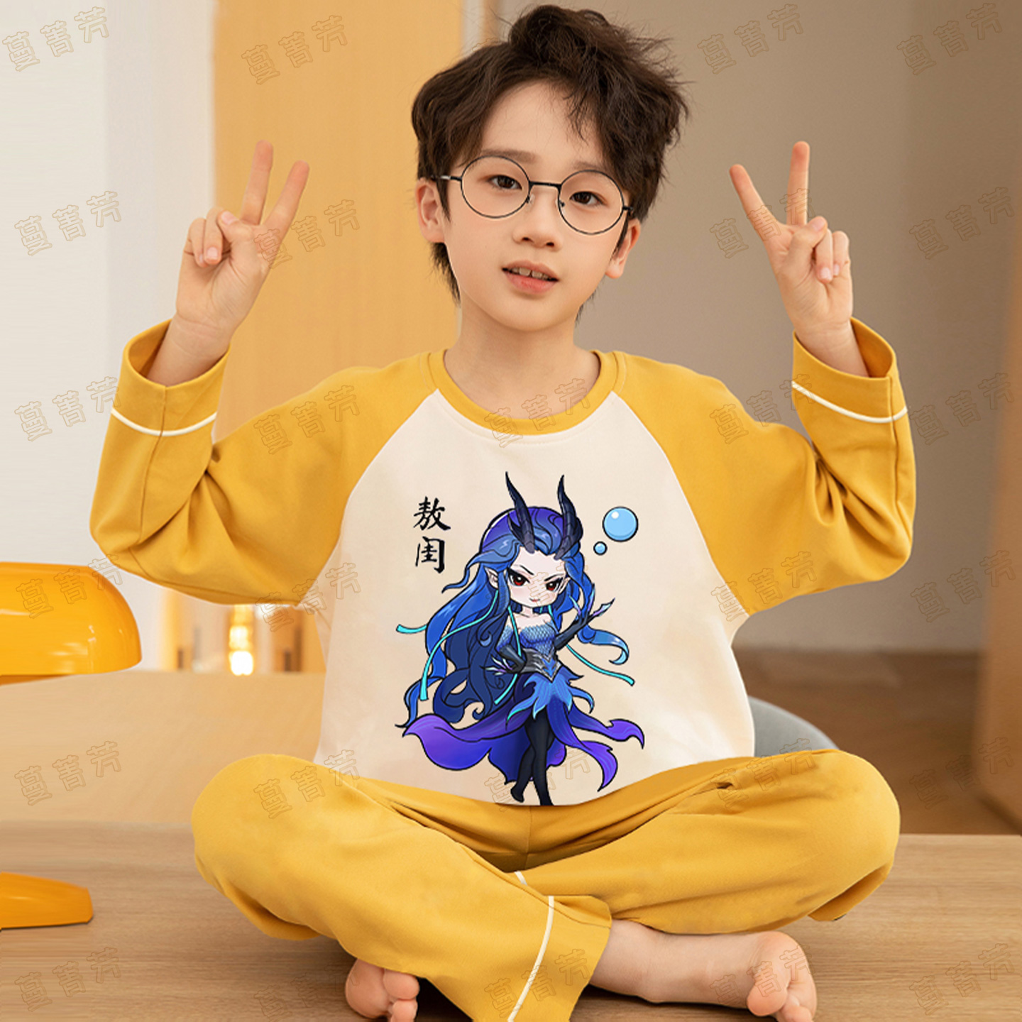 男童睡衣春秋季纯棉敖闰家居服