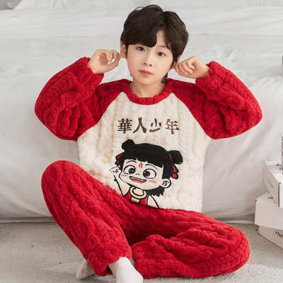 男童珊瑚绒冬季中大童哪吒家居服
