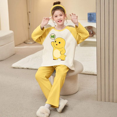 中大童秋冬季奶龙德绒女童家居服