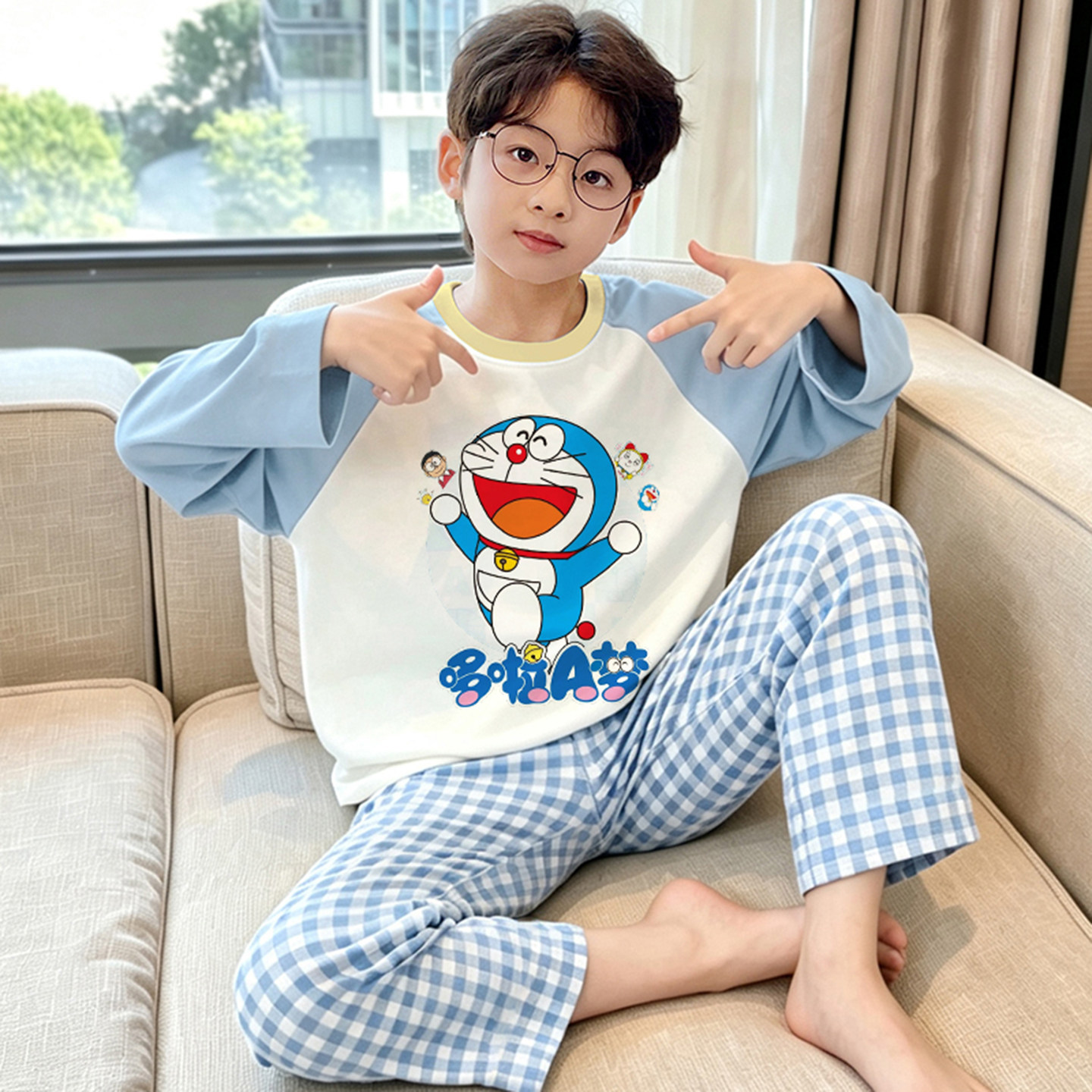 儿童纯棉家居服小男孩长袖春秋款