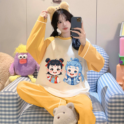 纯棉女款初中生卡通家居服春秋季