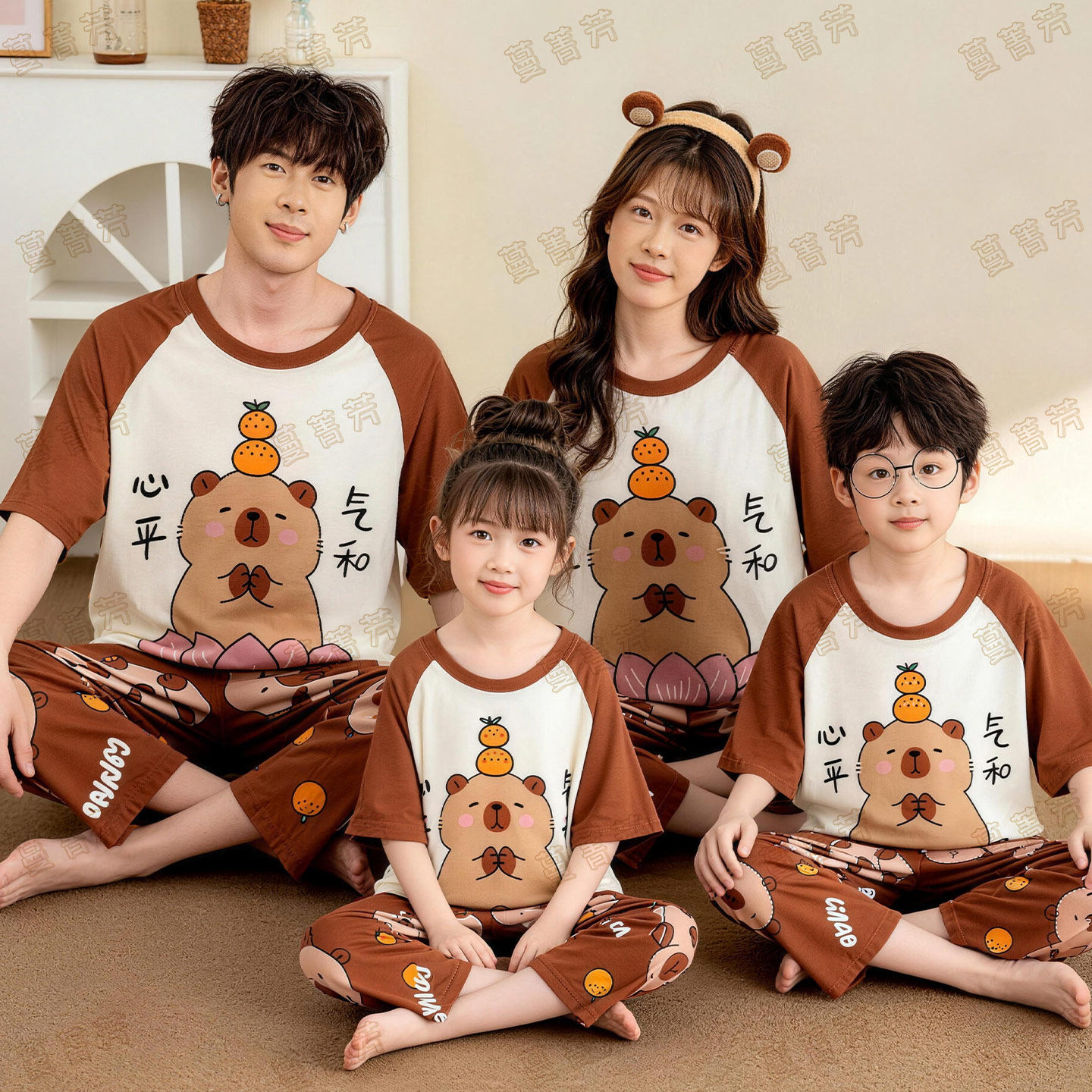 亲子短袖夏季莫代尔七分裤家居服