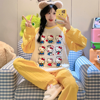 空气棉女款秋冬季加厚家居服套装