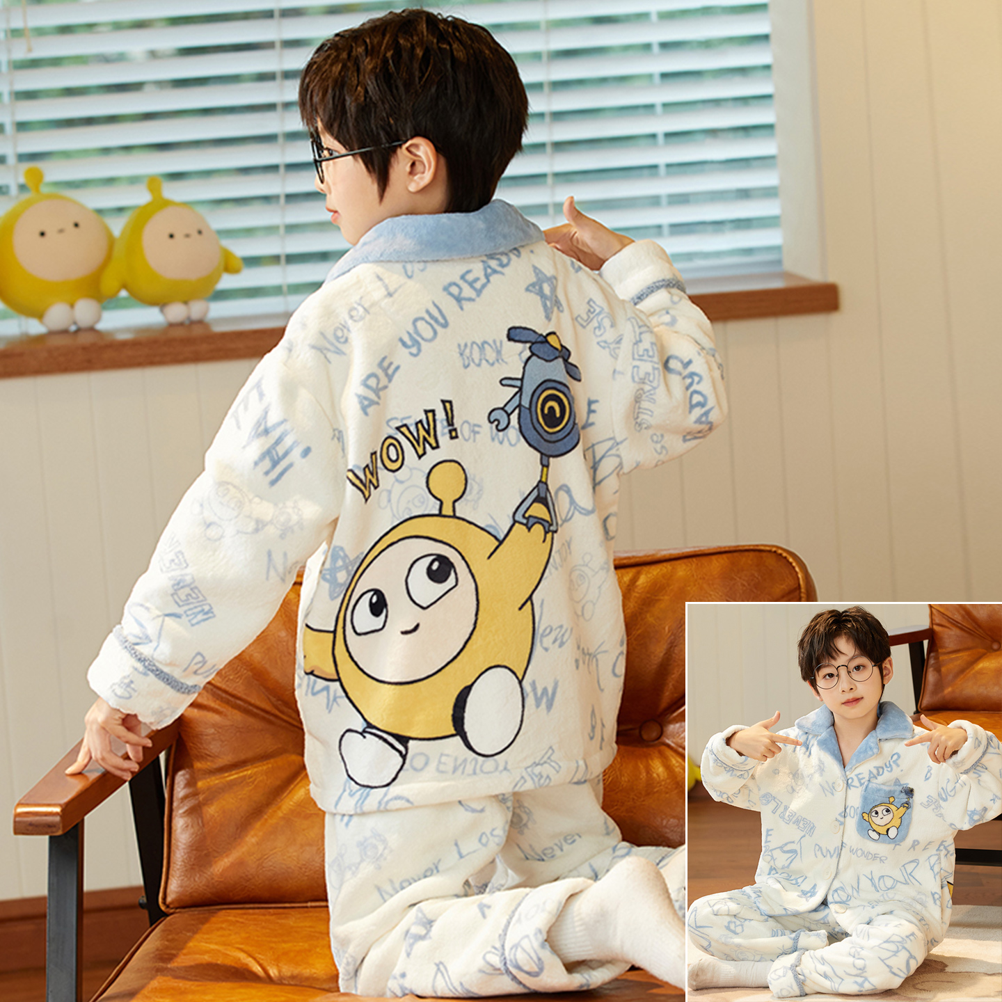 儿童睡衣冬款法兰绒冬季家居服