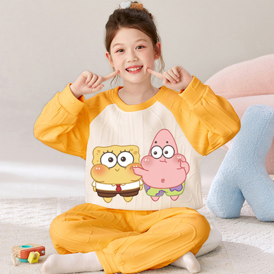 女童冬季夹层棉加厚长袖家居服