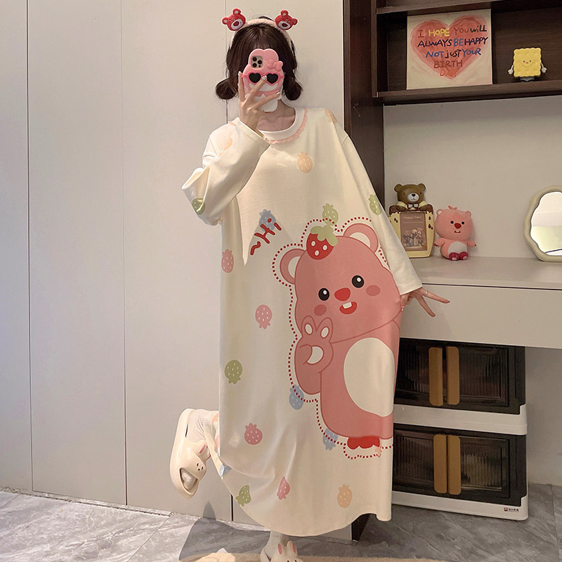露比睡衣女大童春秋纯棉长袖睡裙