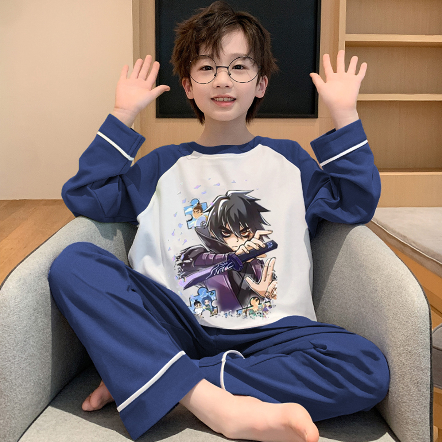 男童春秋纯棉长袖刺客伍六七睡衣