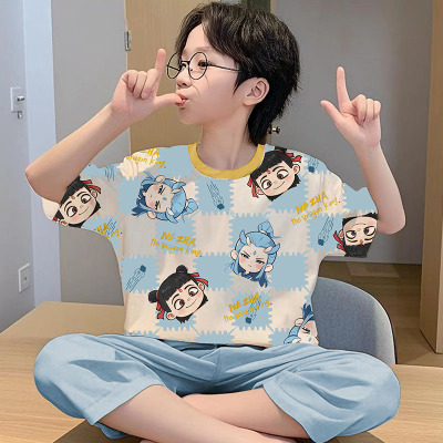 哪吒儿童睡衣男孩纯棉短袖七分裤