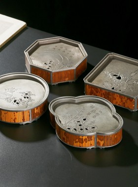 古篱海棠纯锡壶承盘干泡家用储水壶承茶台建水茶承茶具干泡台茶盘